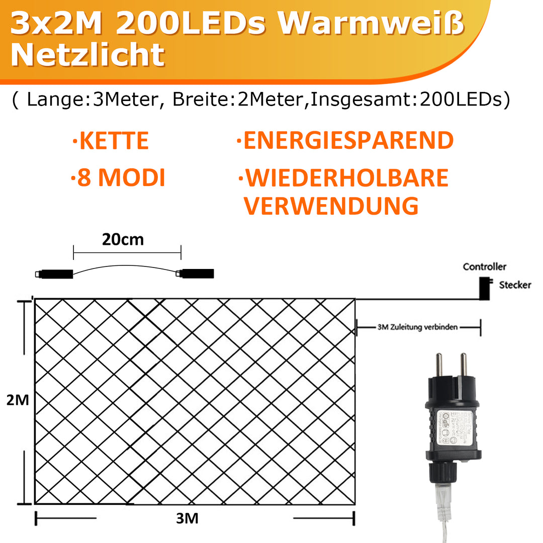 Sonnewelt LED Lichternetz Wasserdicht IP44