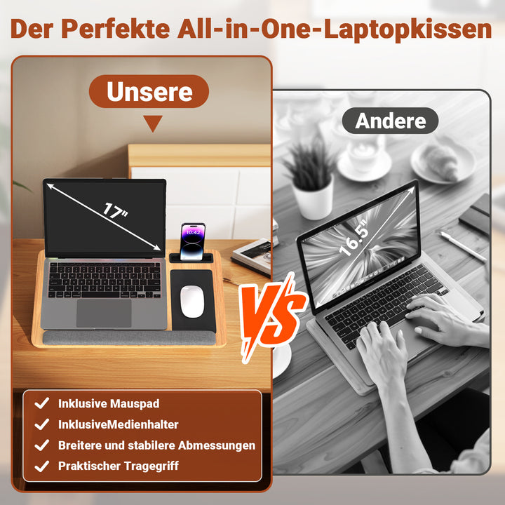 Sonnewelt Laptopkissen Laptoptisch mit Handgelenkauflage & Hepolsterter