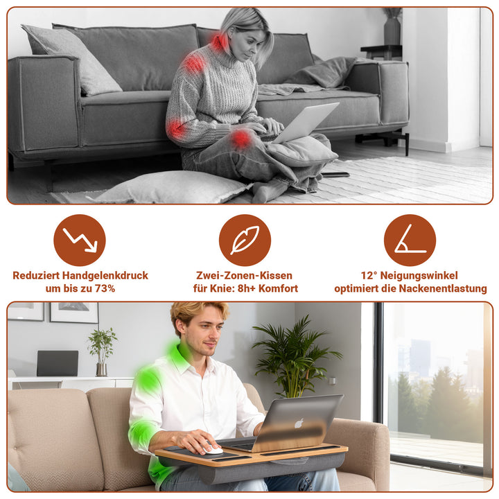Sonnewelt Laptopkissen Laptoptisch mit Handgelenkauflage & Hepolsterter