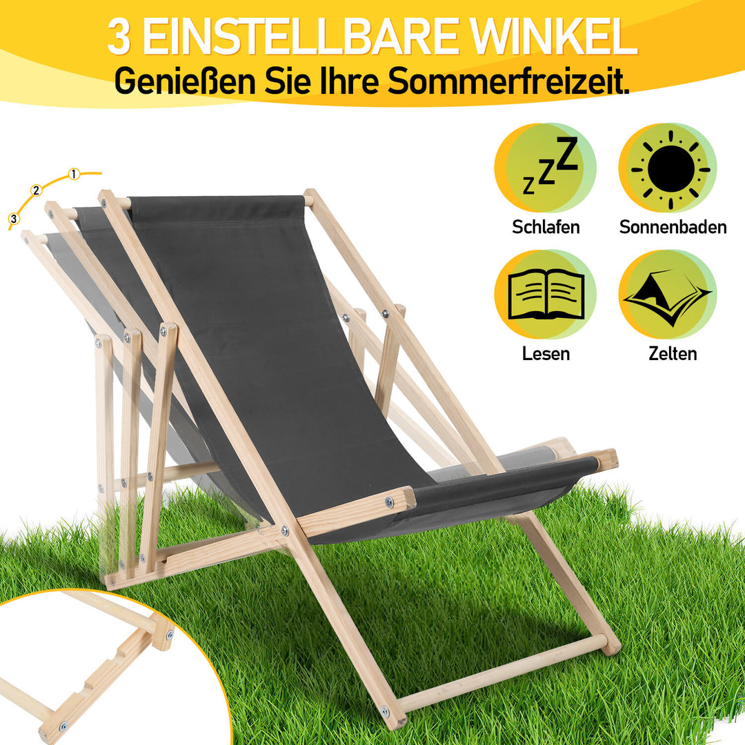 Sonnewelt Liegestuhl Klappbar Strandliege Holz