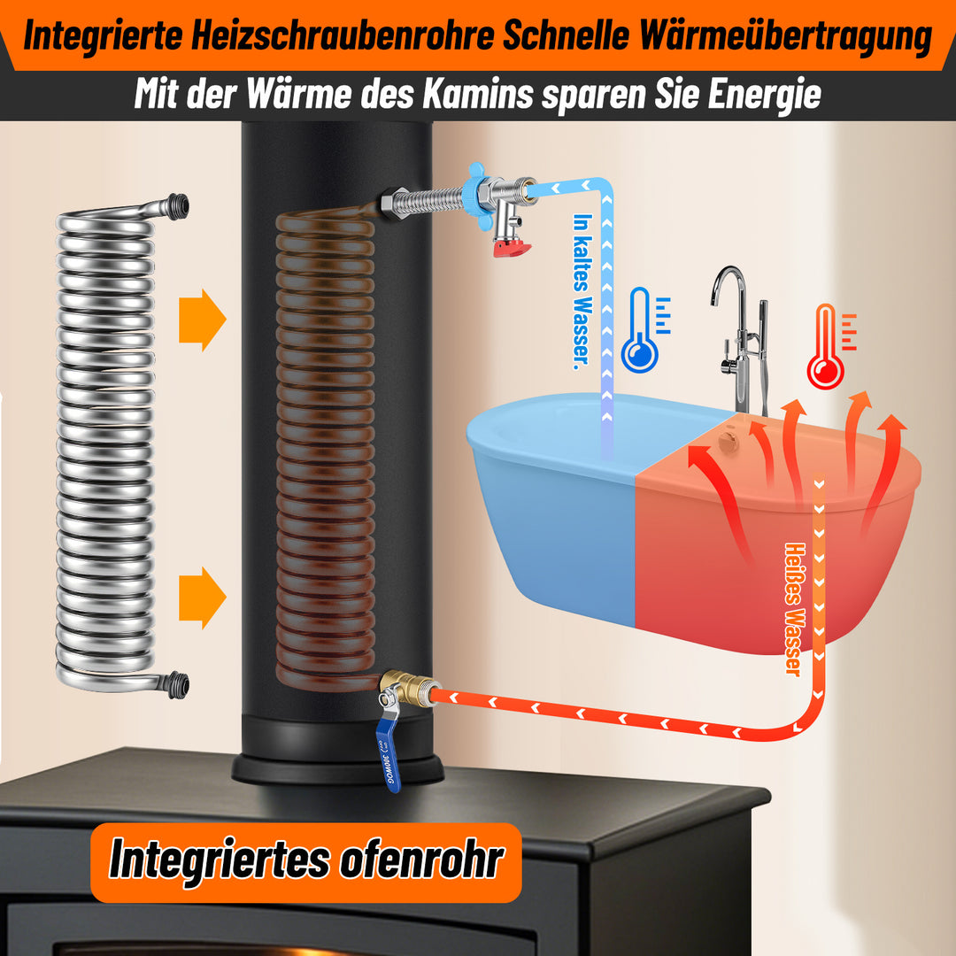 Sonnewelt Ofenrohr Kaminrohr mit integrierter Heizspirale Ø12cm/15cm Edelstahl