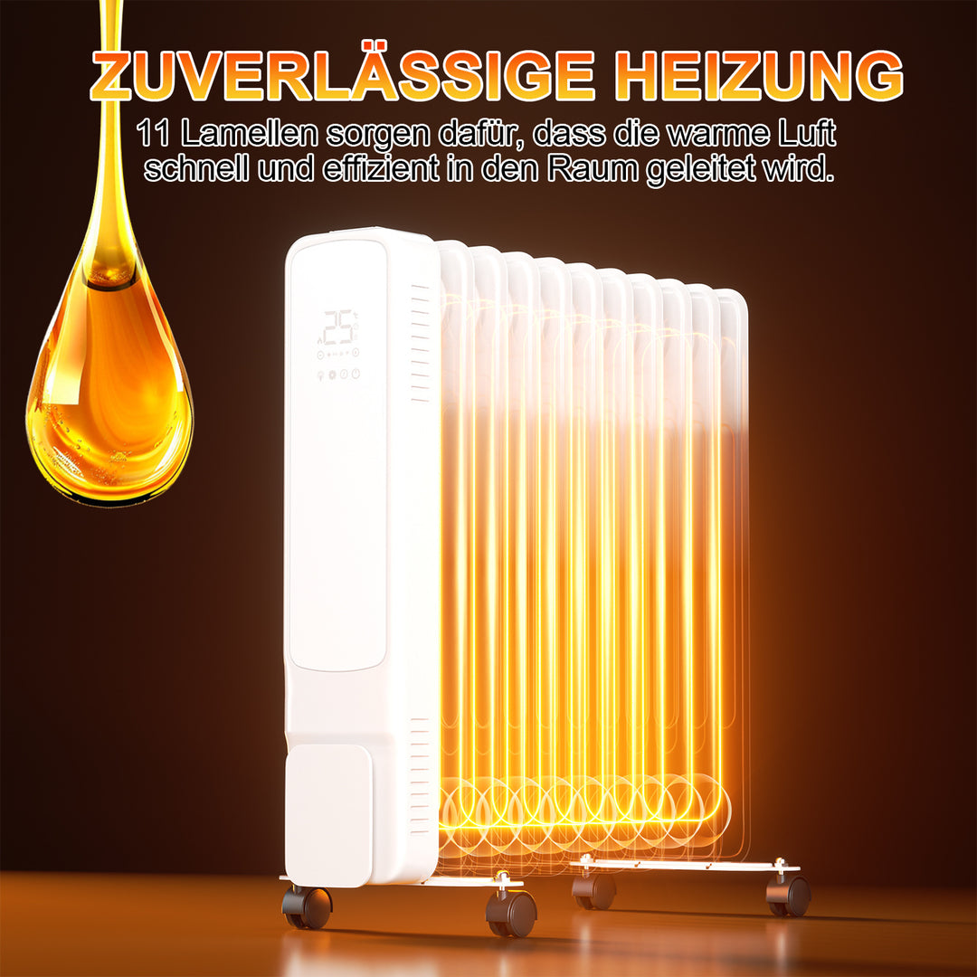 Sonnewelt Ölradiator Elektroheizung 2500W WiFi App & Fernbedienung