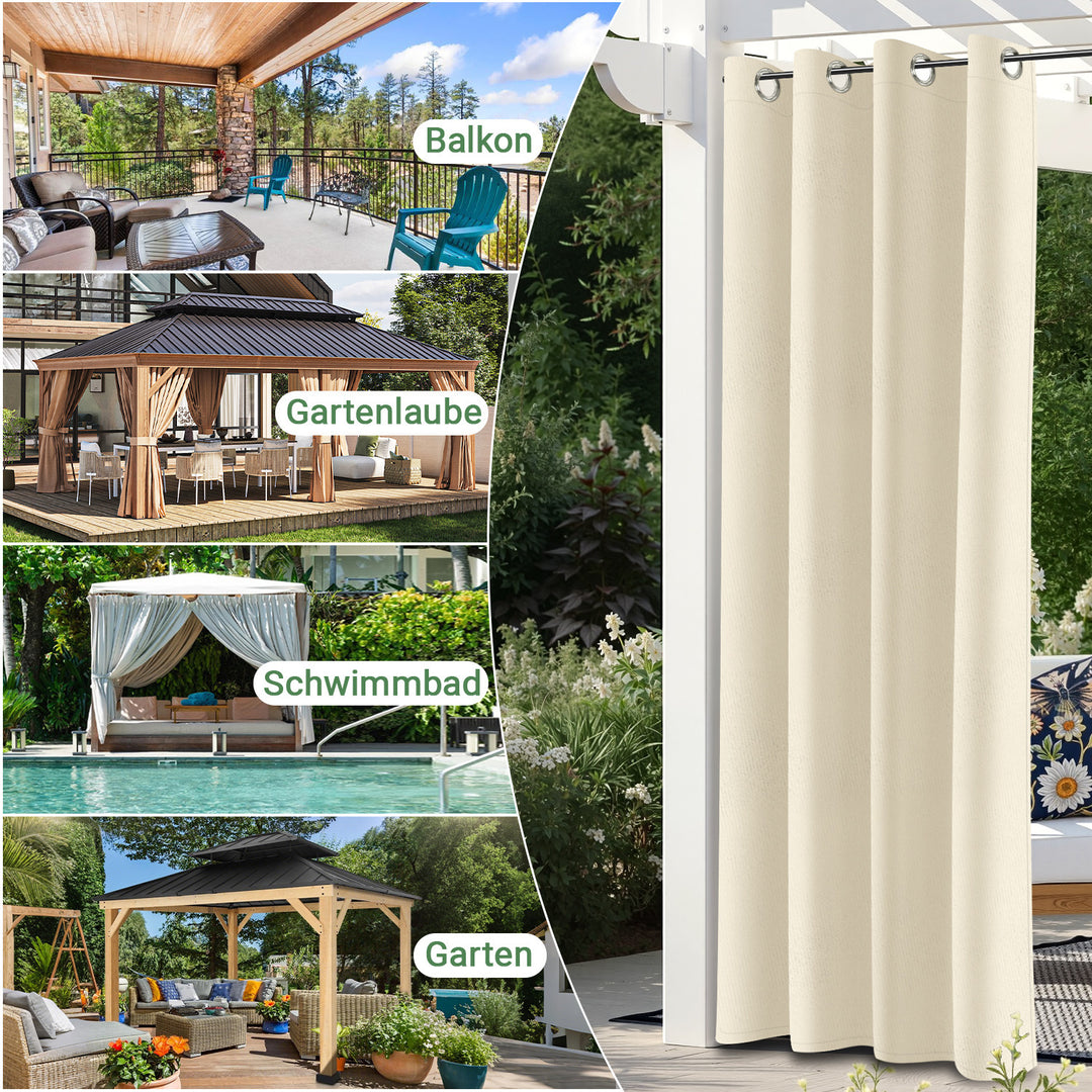 Sonnewelt Outdoor Vorhang Wasserdicht mit Ösen
