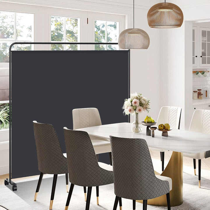 Sonnewelt Paravent Raumteiler Trennwand mit Rollen Anthrazit/Beige