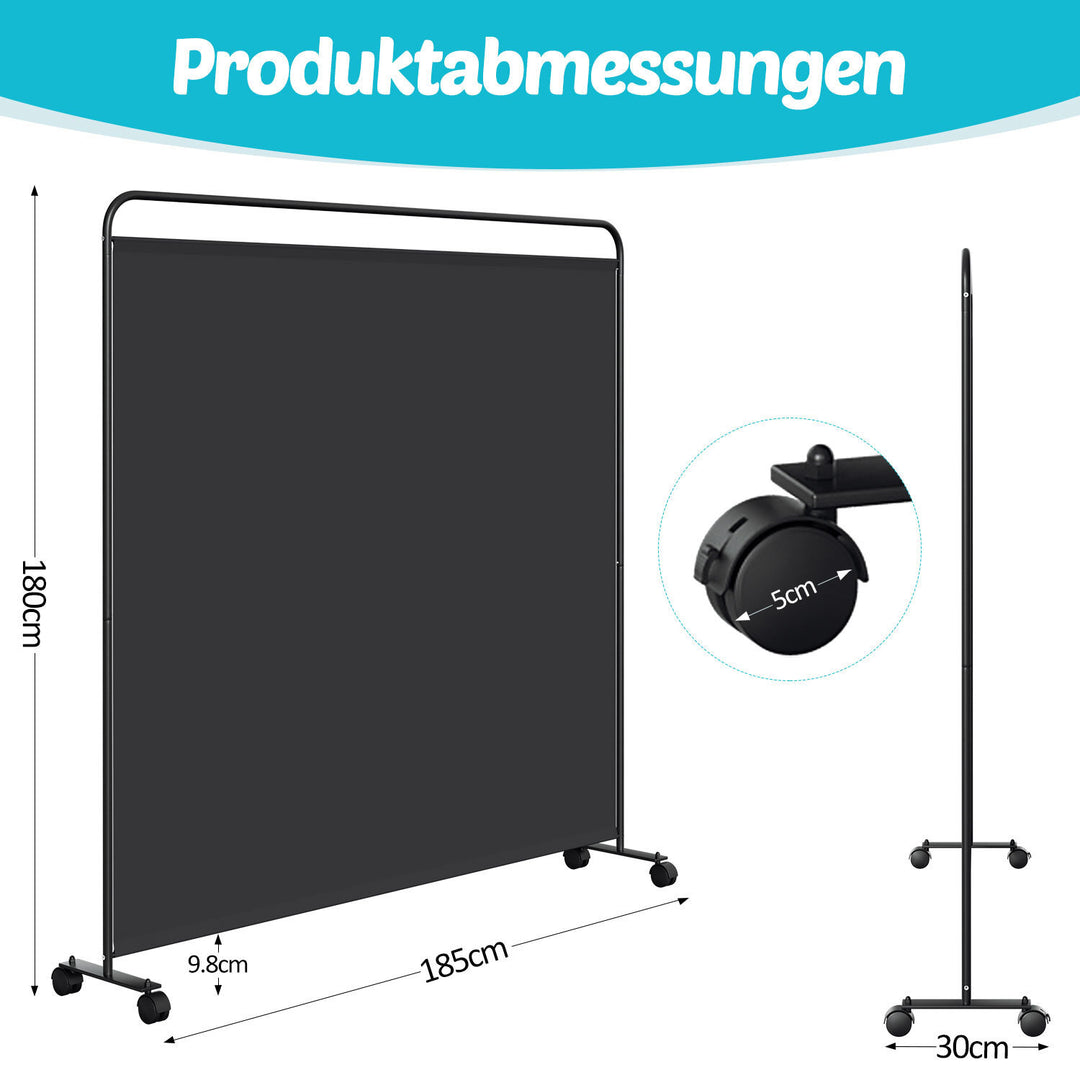 Sonnewelt Paravent Raumteiler Trennwand mit Rollen Anthrazit/Beige