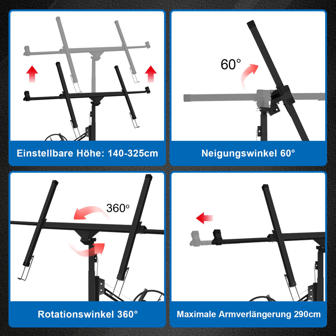 Sonnewelt Plattenheber klappbar 140cm-325cm Höhenverstellbar 68kg