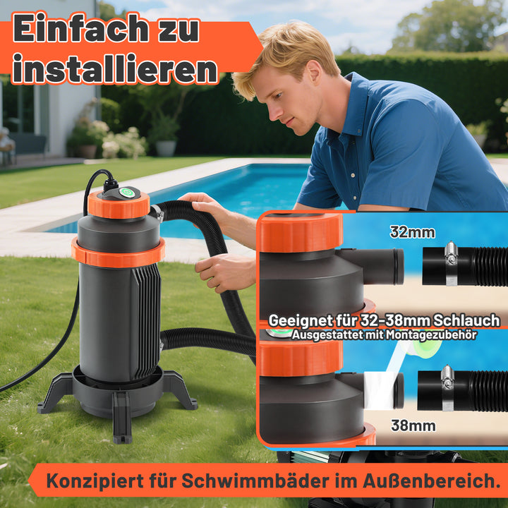 Sonnewelt Poolheizung Elektrisch Schwimmbadheizung bis zu 45°