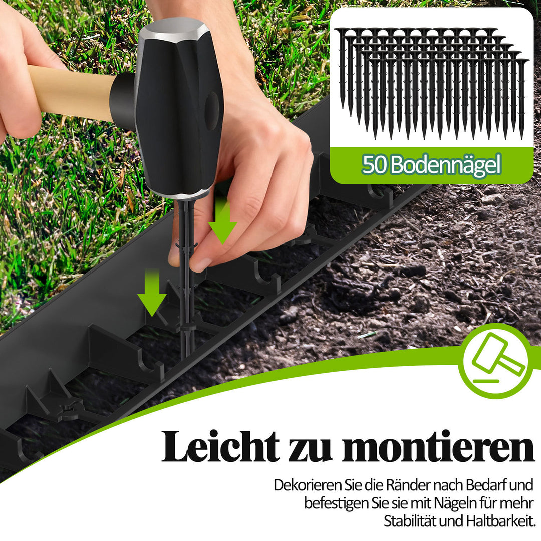 Sonnewelt Rasenkante Kunststoff 1m x 12 Stück mit Erdanker