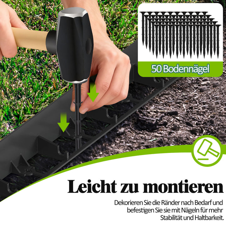 Sonnewelt Rasenkante Kunststoff 1m x 12 Stück mit Erdanker