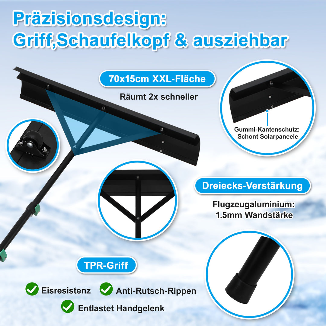Sonnewelt Schneeschieber Dachräumer Alu Teleskopierbar 3.6m/4.8m