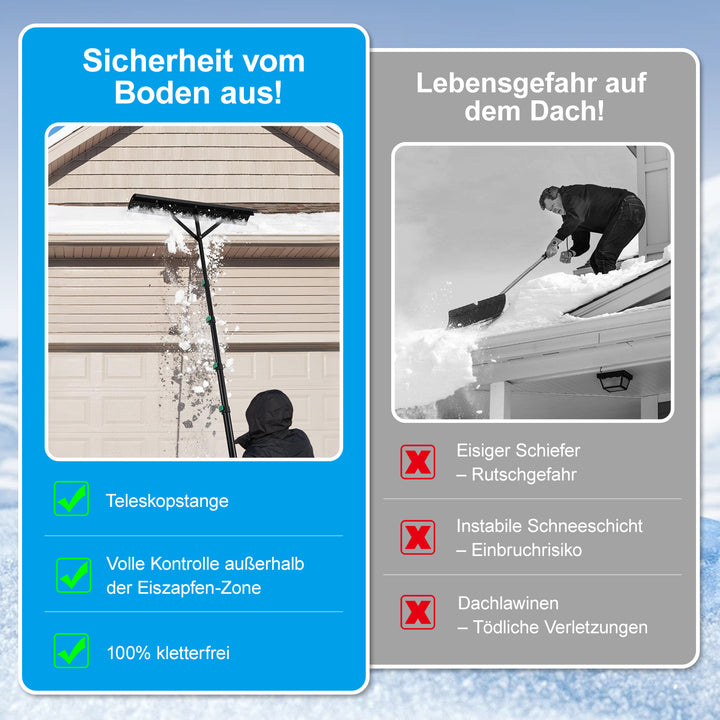 Sonnewelt Schneeschieber Dachräumer Alu Teleskopierbar 3.6m/4.8m
