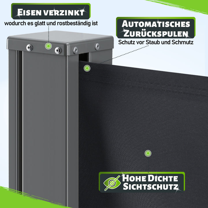 Sonnewelt Seitenmarkise Sichtschutz Ausziehbar 300cm