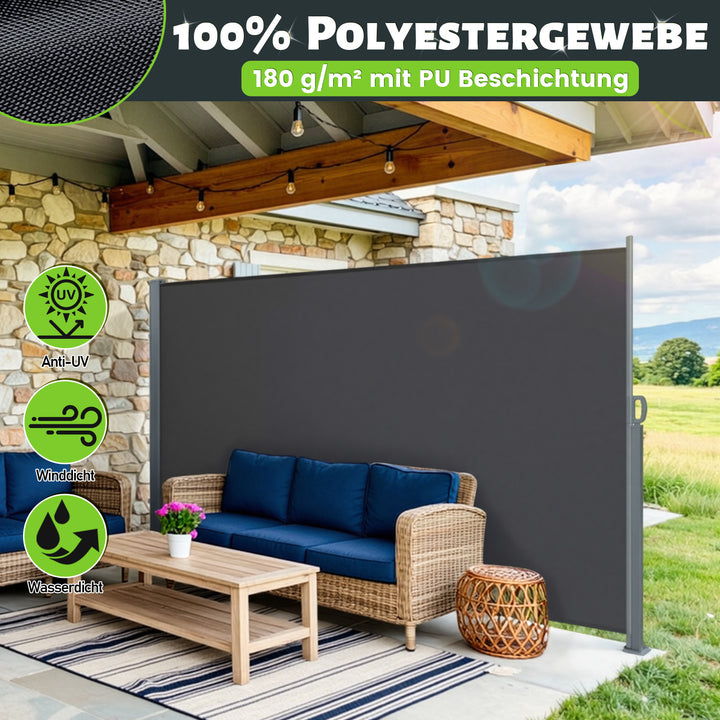 Sonnewelt Seitenmarkise Sichtschutz Ausziehbar 300cm