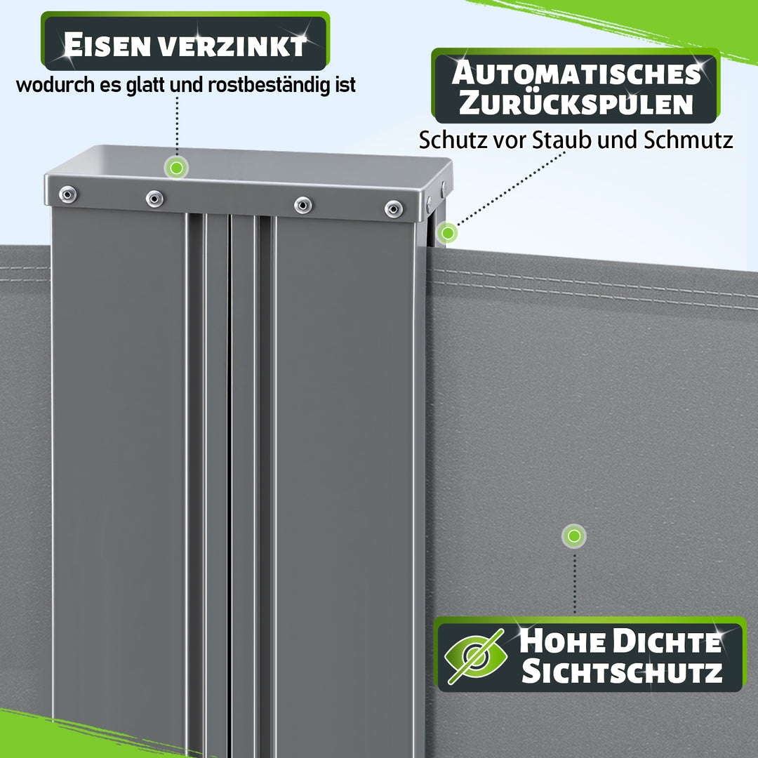 Sonnewelt Seitenmarkise Sichtschutz Ausziehbar Doppelseiten