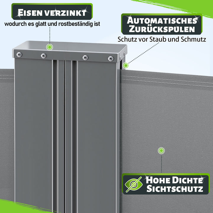 Sonnewelt Seitenmarkise Sichtschutz Ausziehbar Doppelseiten