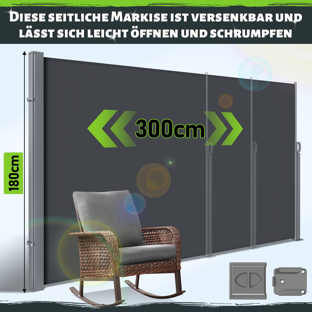 Sonnewelt Seitenmarkise Sichtschutz Ausziehbar 300cm