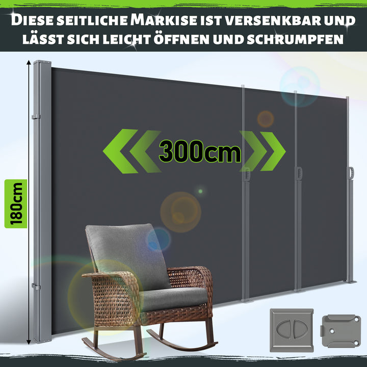 Sonnewelt Seitenmarkise Sichtschutz Ausziehbar 300cm