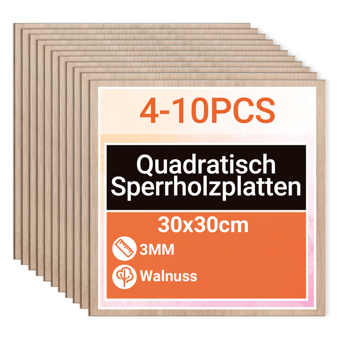 Sonnewelt Sperrholzplatte Walnuss 300*300mm 4-50 Stück
