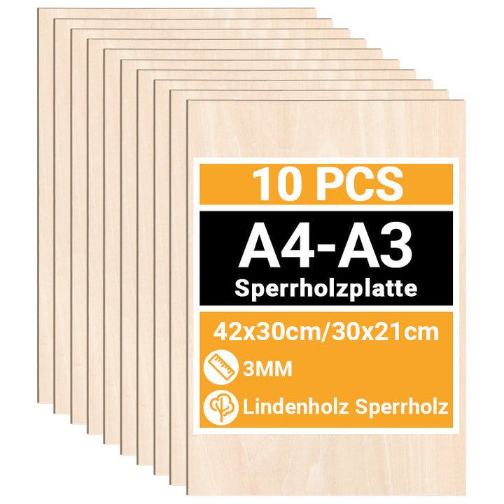 Sonnewelt Sperrholzplatte Lindenholz A3/A4 4-50 Stück
