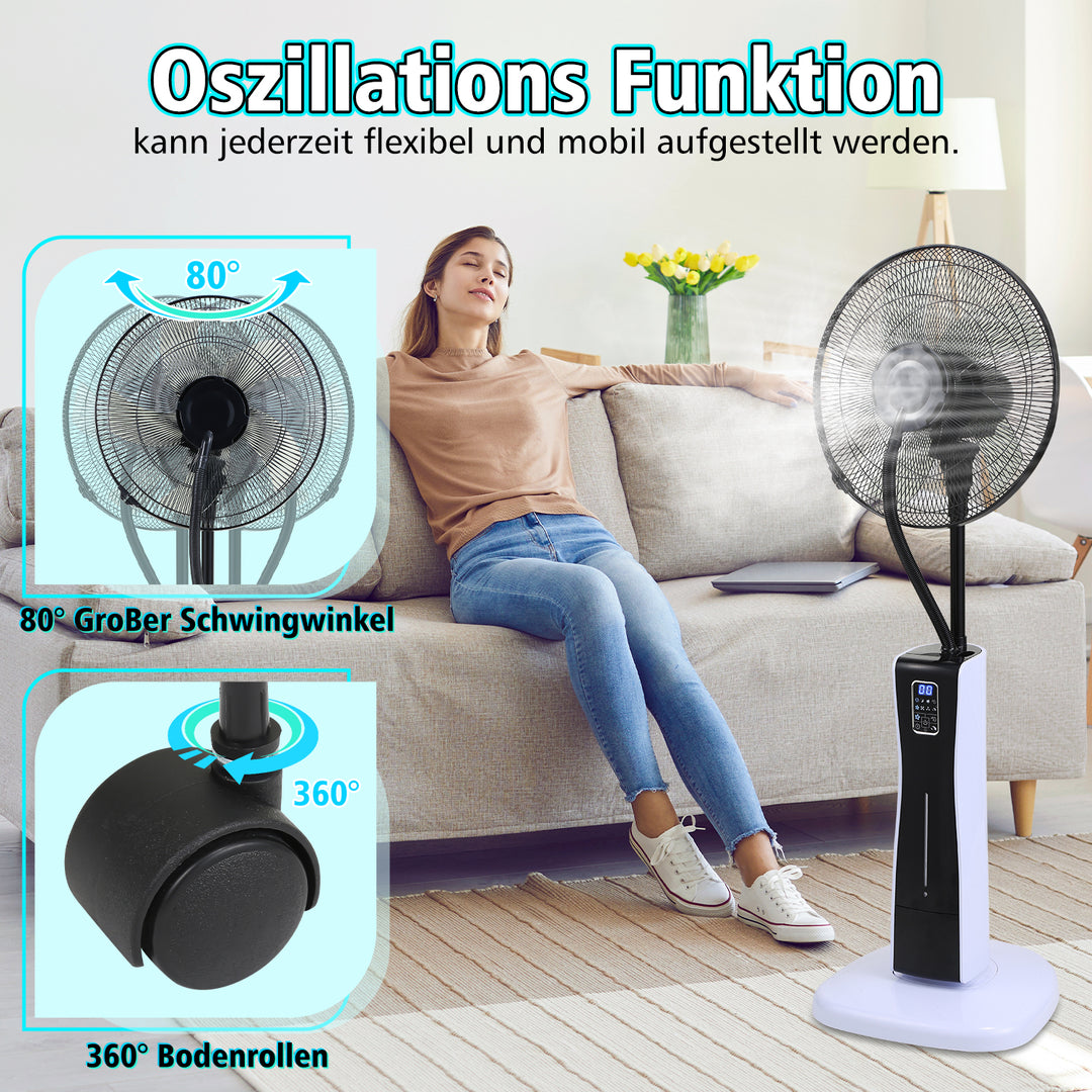 Sonnewelt Standventilator mit Wasserkühlung Ultraschall-Sprühnebel