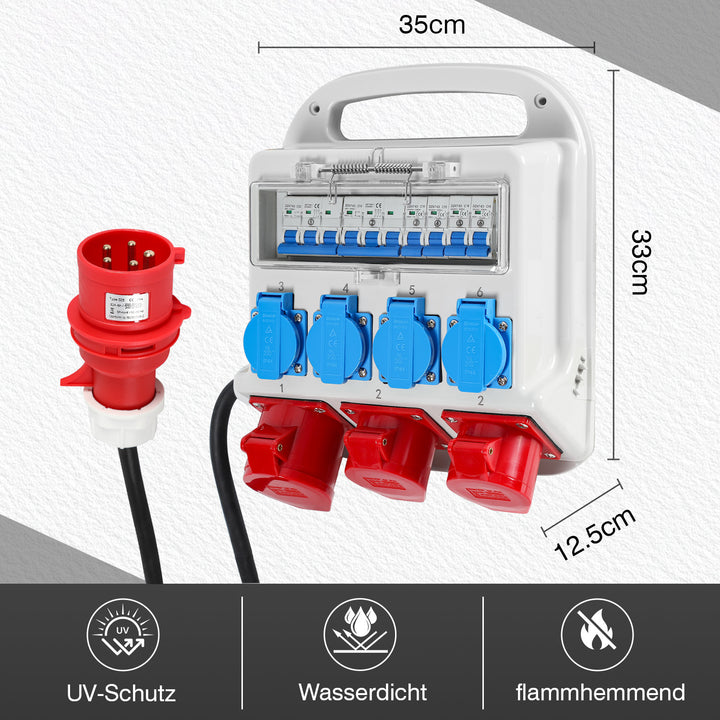 Sonnewelt Wandverteiler 2 x CEE 16A 400V+1 x CEE 32A 400V+4 x 230V 5 Polig