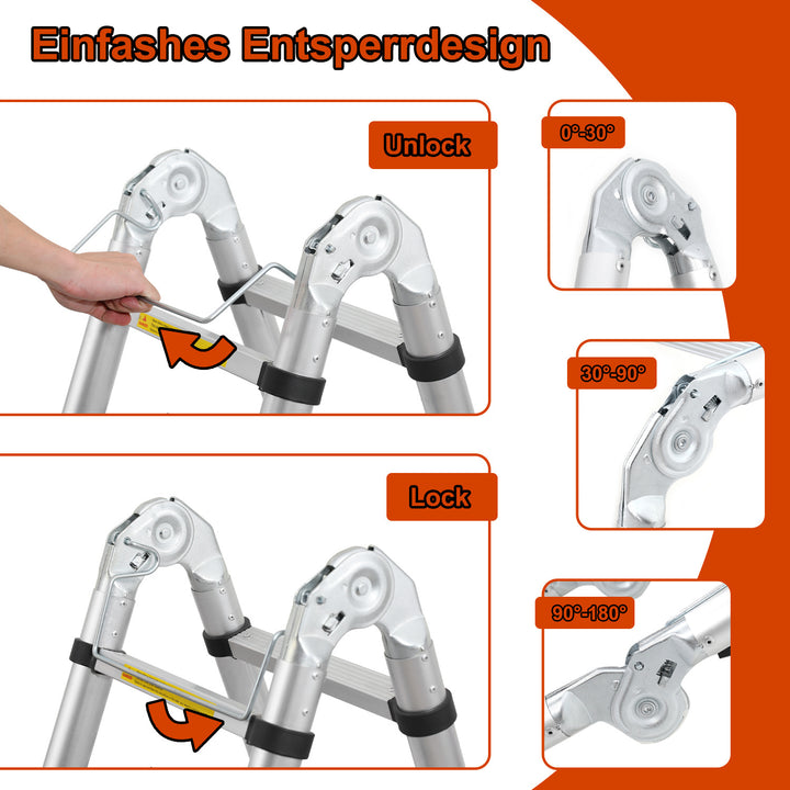 Sonnewelt 3.8m Teleskopleiter Aluminium Bis 150 kg Belastbarkeit