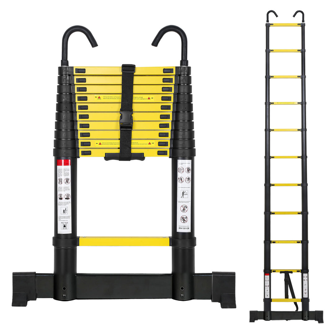 Sonnewelt Teleskopleiter Aluminium mit Abnehmbarem Haken mit Stabilisator