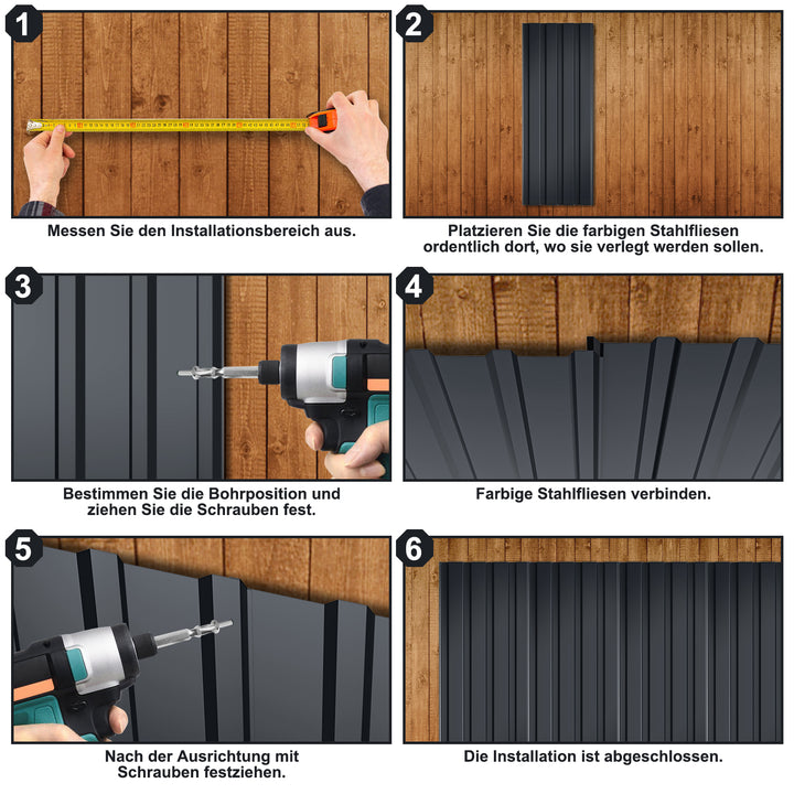 Sonnewelt Dachblech Trapezblech Metall 115cm x 45cm 12X