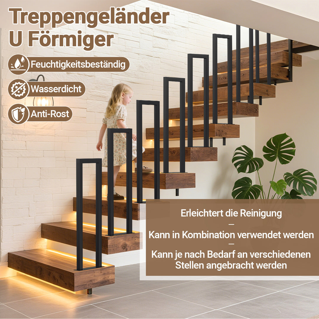 Sonnewelt Treppengeländer U-förmige Quadratisch Bodenmontage