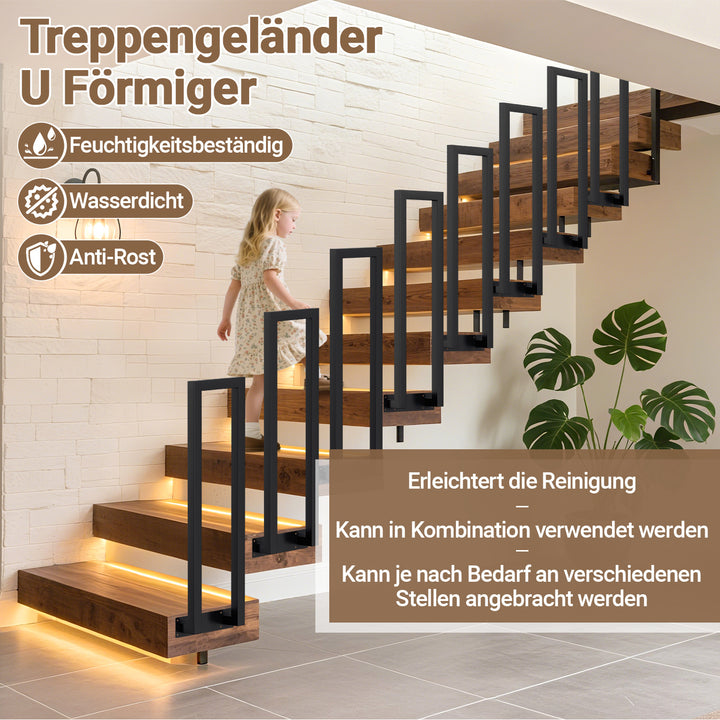 Sonnewelt Treppengeländer U-förmige Quadratisch Seitenmontage