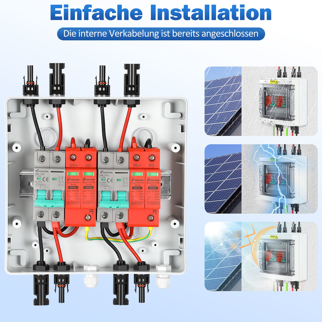 Sonnewelt Überspannungsschutz PV DC 1000V mit Blitzschutz Leitungsschutzschalter für Photovoltaik