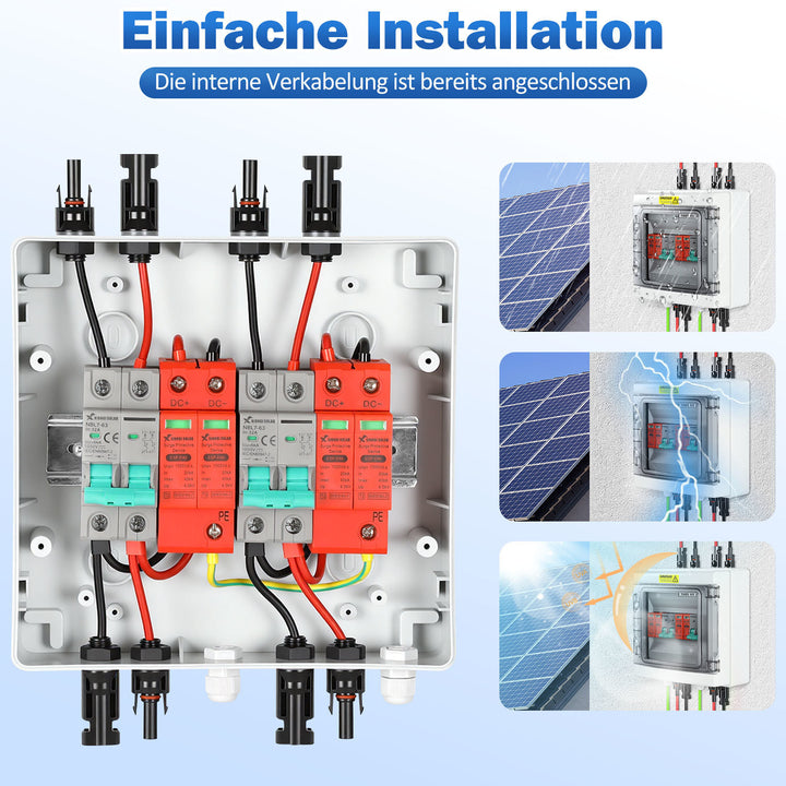 Sonnewelt Überspannungsschutz PV DC 1000V mit Blitzschutz Leitungsschutzschalter für Photovoltaik