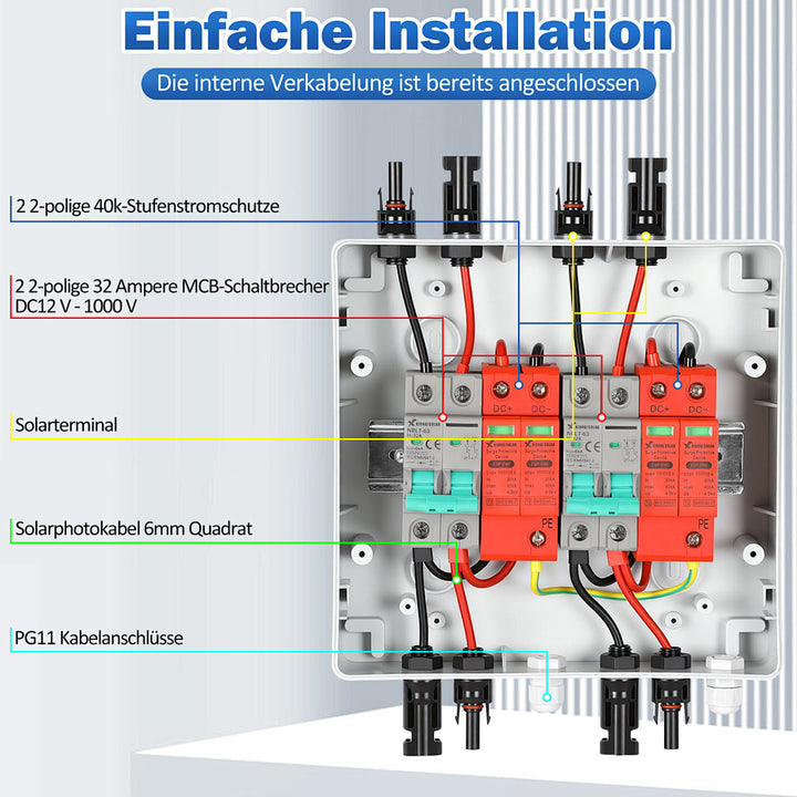 Sonnewelt Überspannungsschutz PV DC 1000V mit Blitzschutz Leitungsschutzschalter für Photovoltaik