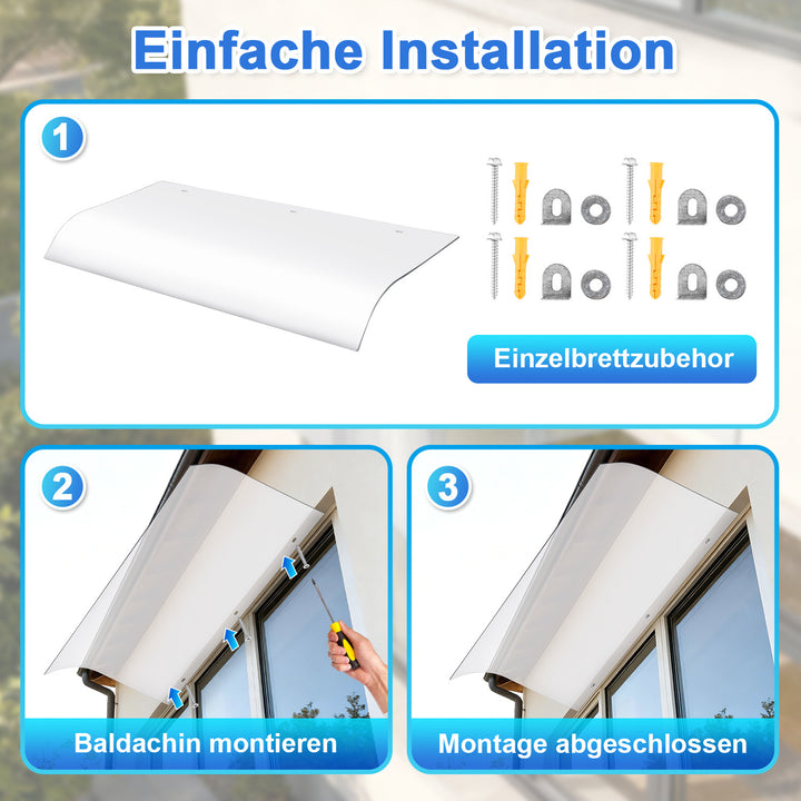 Sonnewelt Vordach für Haustür 40x80cm Unsichtbare Überdachung