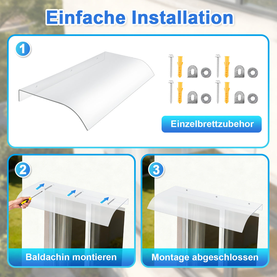 Sonnewelt Vordach für Haustür 40x80cm Unsichtbare Überdachung