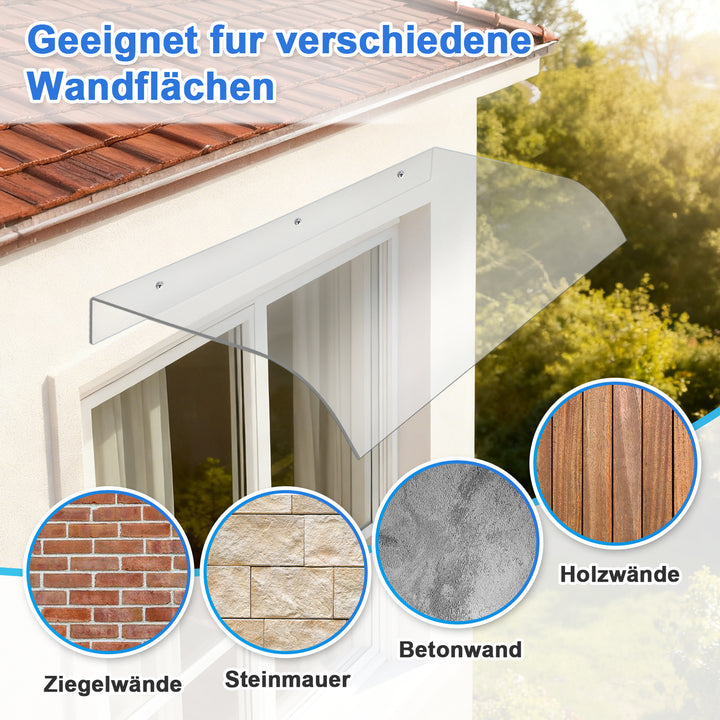 Sonnewelt Vordach für Haustür 40x80cm Unsichtbare Überdachung