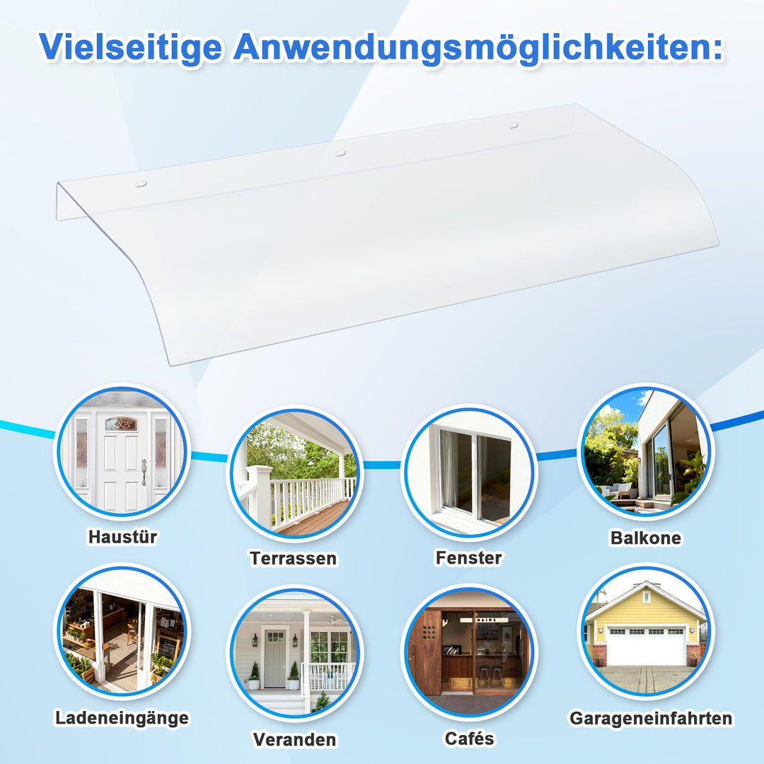 Sonnewelt Vordach für Haustür 40x80cm Unsichtbare Überdachung