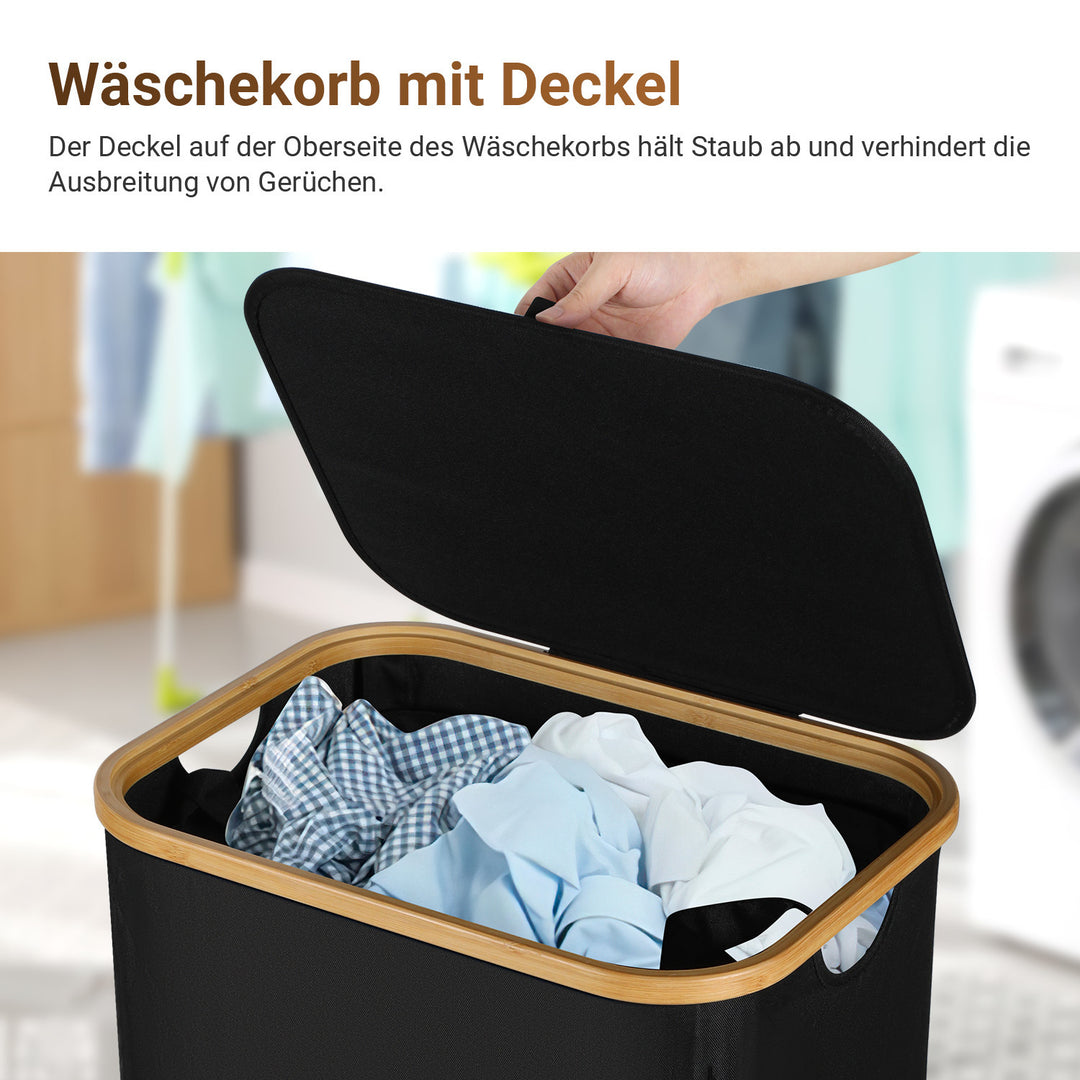 Sonnewelt Wäschekorb Waschesammler mit Deckel 100/145/160L