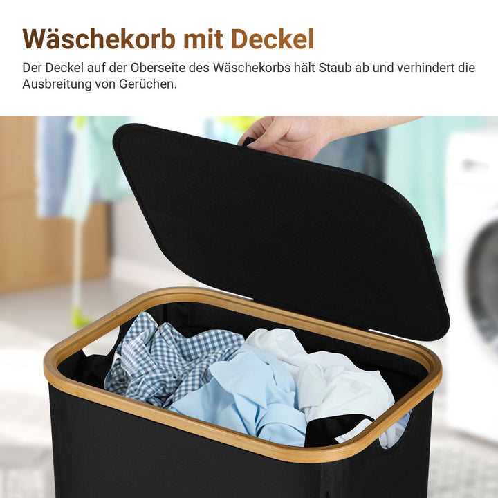 Sonnewelt Wäschekorb Waschesammler mit Deckel 100/145/160L