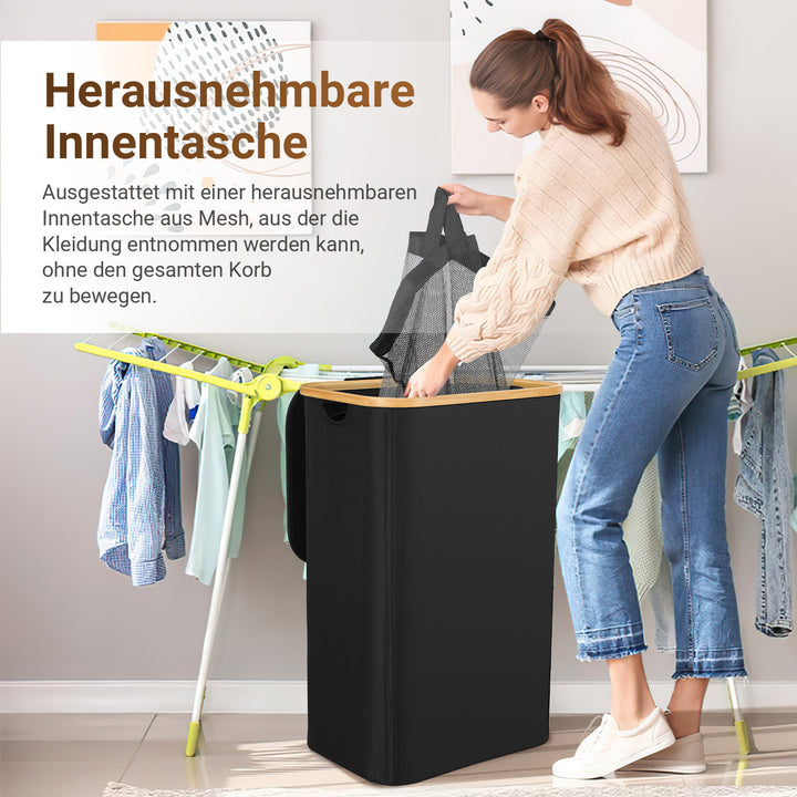 Sonnewelt Wäschekorb Waschesammler mit Deckel 100/145/160L