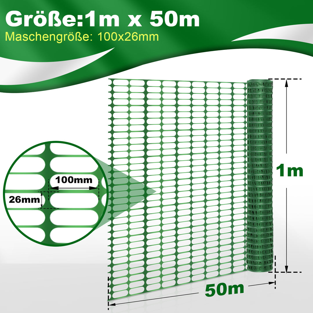 Sonnewelt Zaun Bauzaun Warnnetz Kunststoff 30m/50m/80m