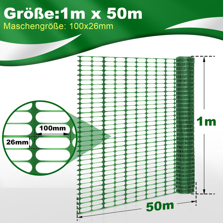 Sonnewelt Zaun Bauzaun Warnnetz Kunststoff 30m/50m/80m