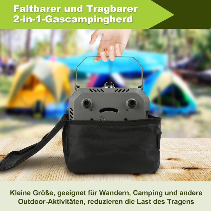 Sonnewelt Campingkocher 2-in-1 Gascampingherd Faltbarer