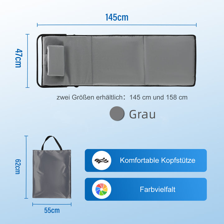 Sonnewelt Strandliegen Tragbar Strandmatte mit Einstellbar Höhe 145cm