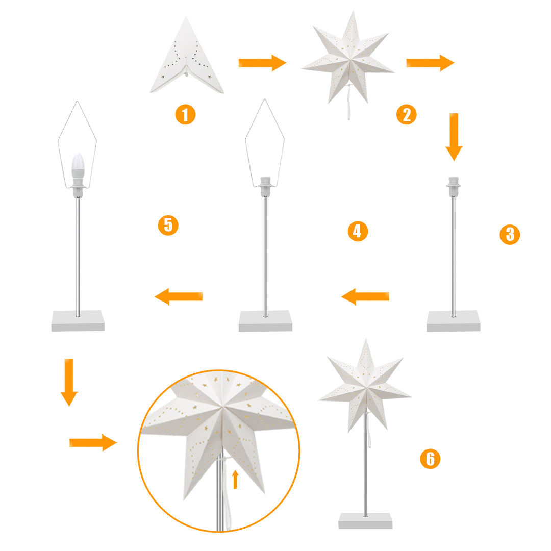 Sonnewelt LED Weihnachtsstern Papier Tischlampe 65cm
