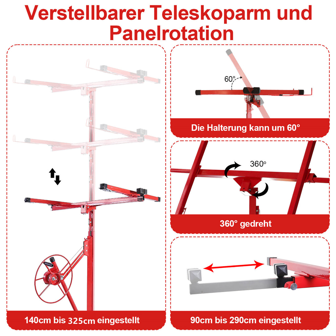Sonnewelt Plattenheber 68 kg Traglast klappbar Höhenverstellbar 140cm -325cm