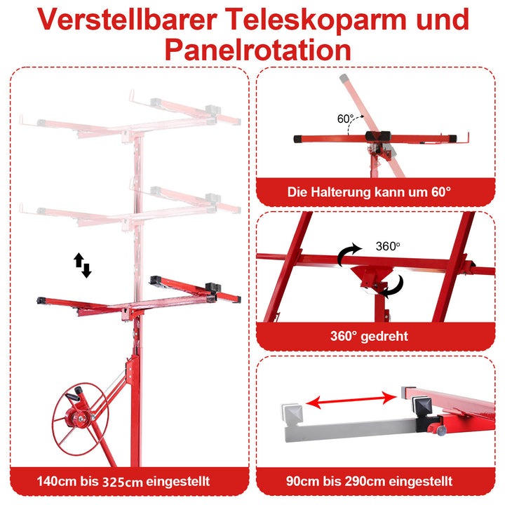 Sonnewelt Plattenheber 68 kg Traglast klappbar Höhenverstellbar 140cm -325cm