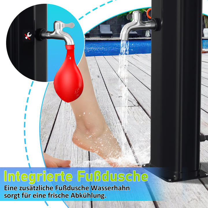 Sonnewelt 20L Solardusche Curve mit Regenduschkopf und Schutzhaube
