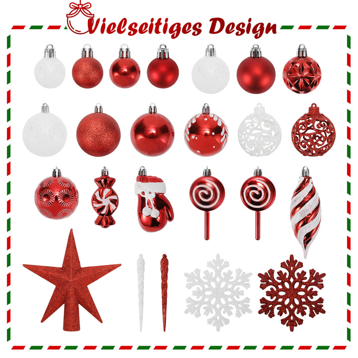 Sonnewelt Weihnachtskugeln Set 130 Christbaumkugeln für Weihnachtsbaum