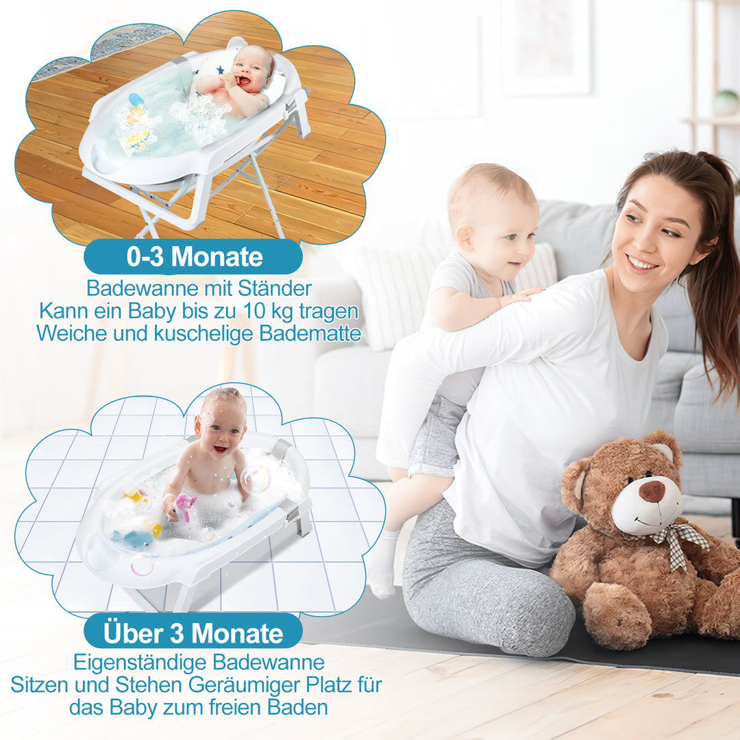 Sonnewelt Babywanne mit Ständer Faltbare mit Thermometer